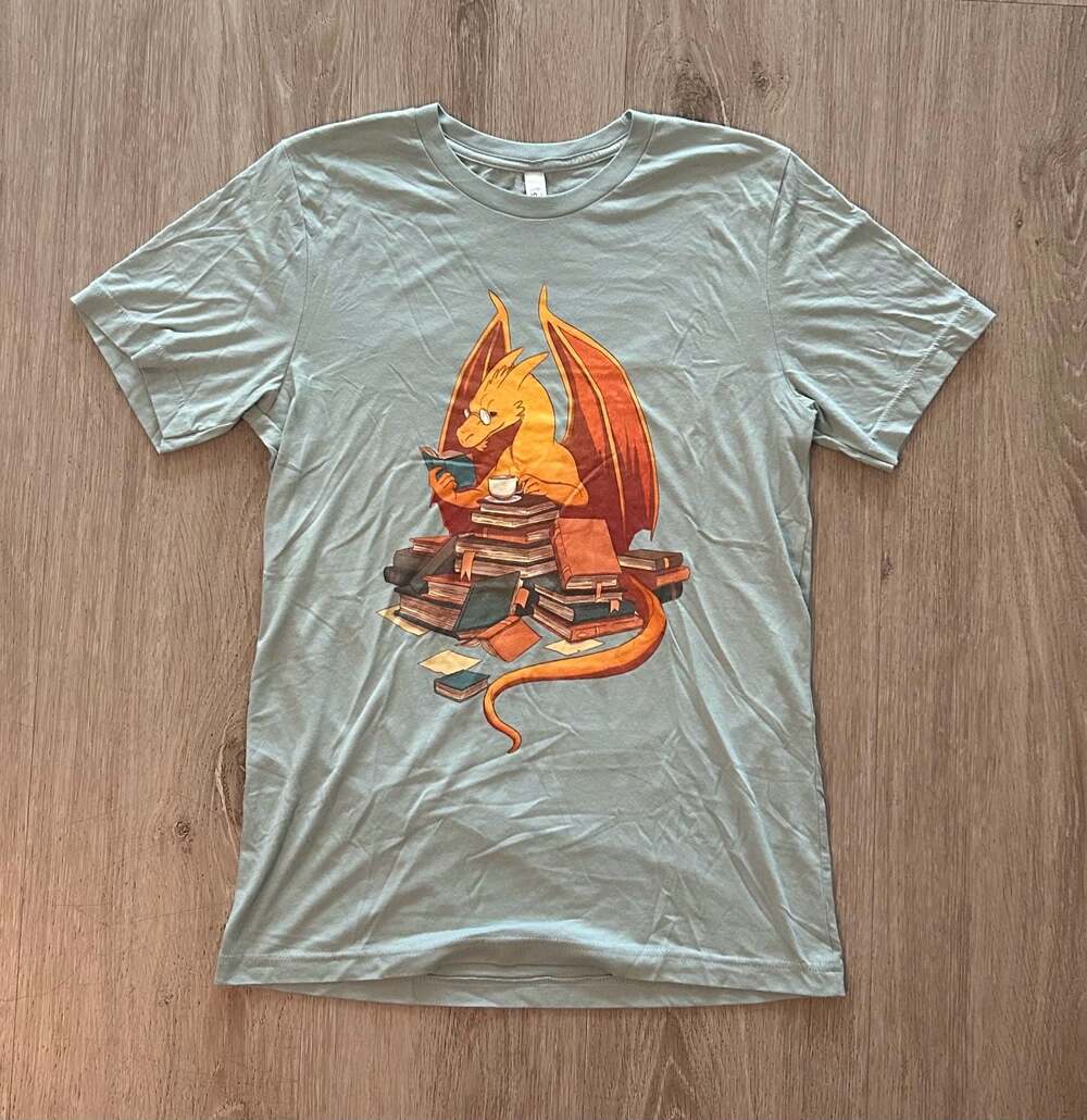 Bella+Canvas Dragon Reading Books Graphic T-Shirt